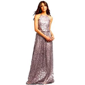 NWT‎ Donna Morgan Tiffany Silver Sequin Evening Gown Grey Ridge 12